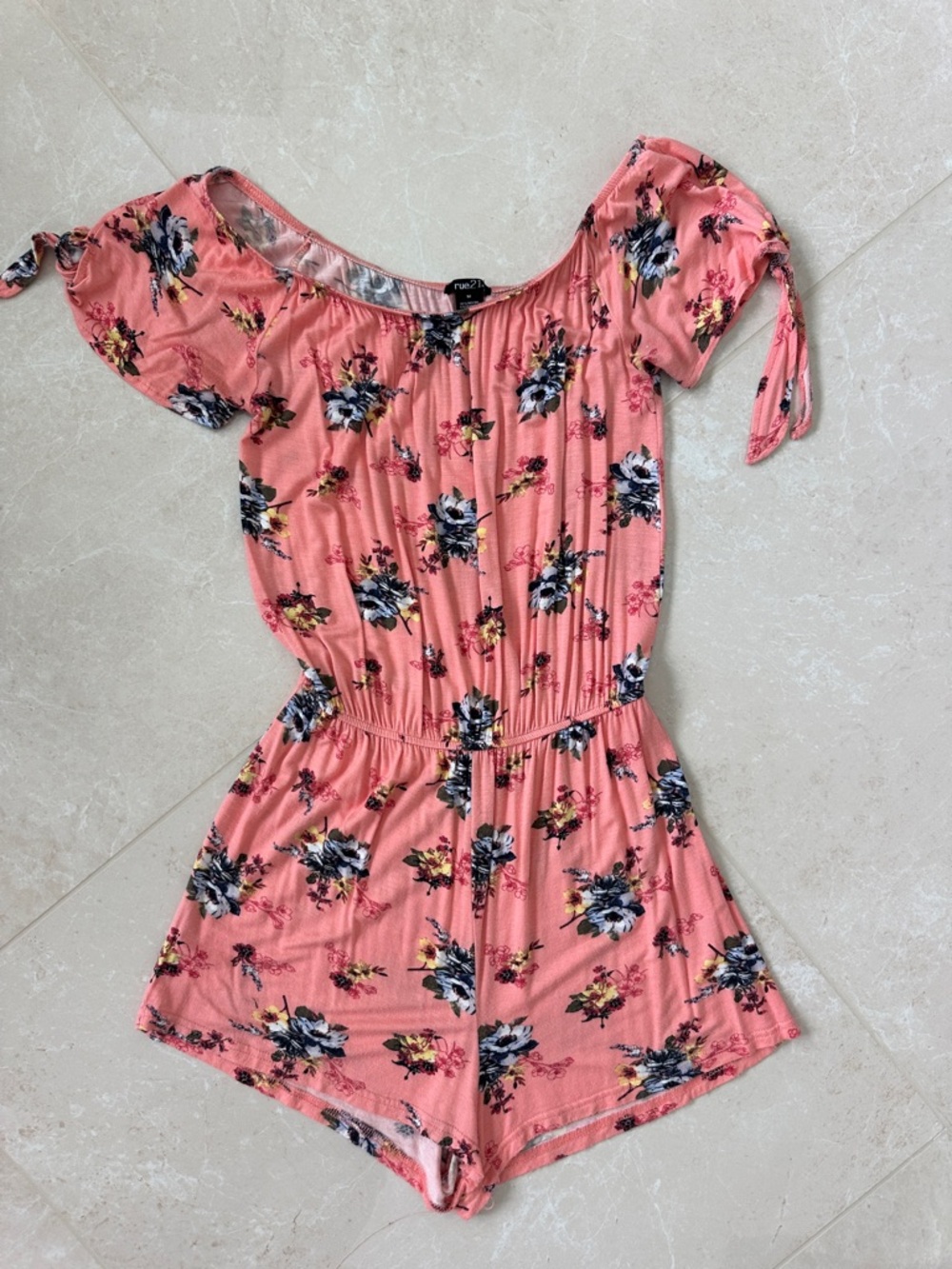 Rue21 Coral Pink Floral Off-Shoulder Girls' Romper